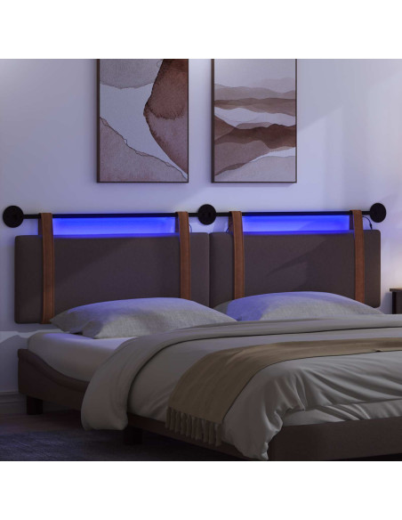 Testiera sospesa Con luce LED Marrone Scuro PU Antico