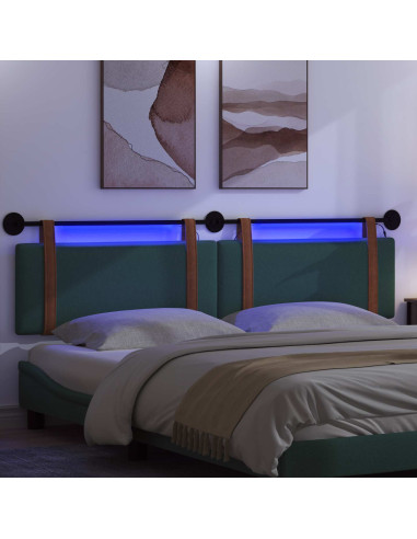 Testiera sospesa Con luce LED Verde Scuro PU Antico