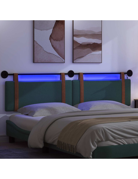 Testiera sospesa Con luce LED Verde Scuro PU Antico