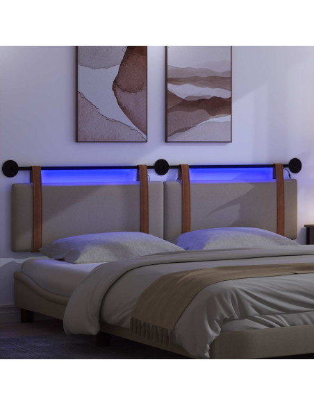 Testiera sospesa Con luce LED Tortora PU Antico