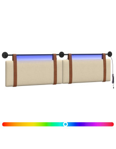 Testiera sospesa Con luce LED Crema PU Antico 2