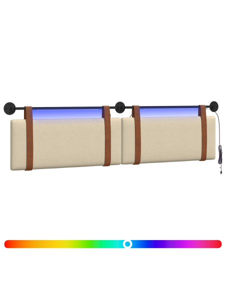Testiera sospesa Con luce LED Crema PU Antico