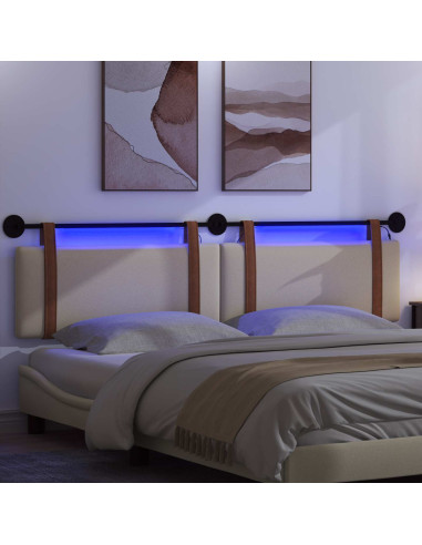 Testiera sospesa Con luce LED Crema PU Antico