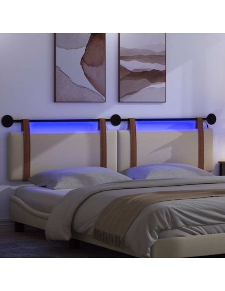 Testiera sospesa Con luce LED Crema PU Antico