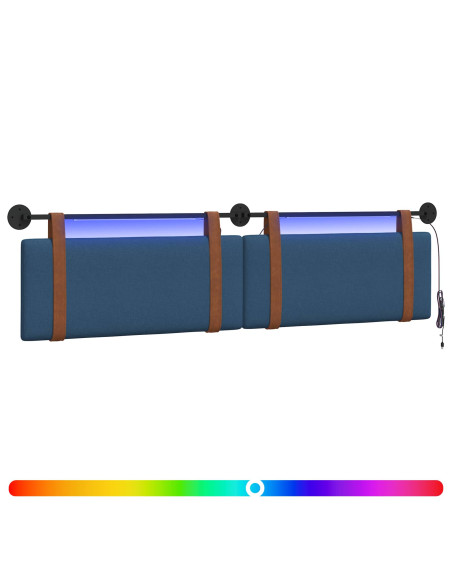 Testiera sospesa Con luce LED Blu PU Antico