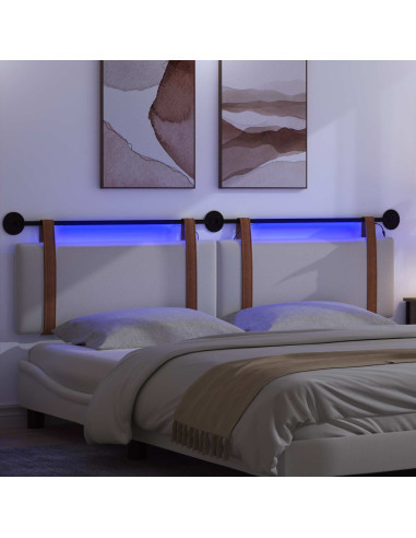 Testiera sospesa Con luce LED Bianco PU Antico