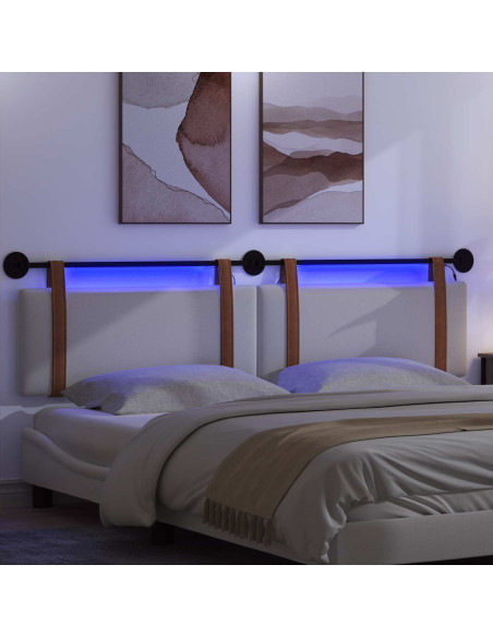 Testiera sospesa Con luce LED Bianco PU Antico