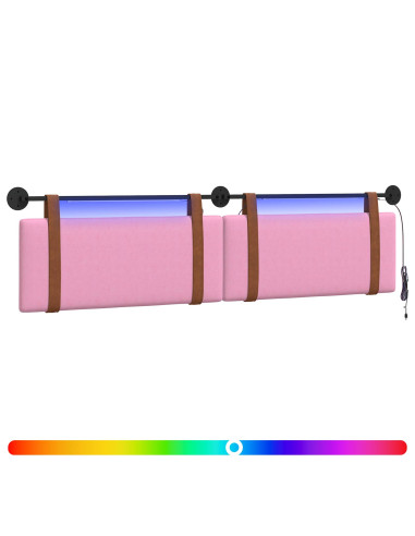 Testiera sospesa Con luce LED Rosa PU Antico