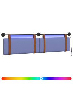 Testiera sospesa Con luce LED Blu jeans PU Antico 2