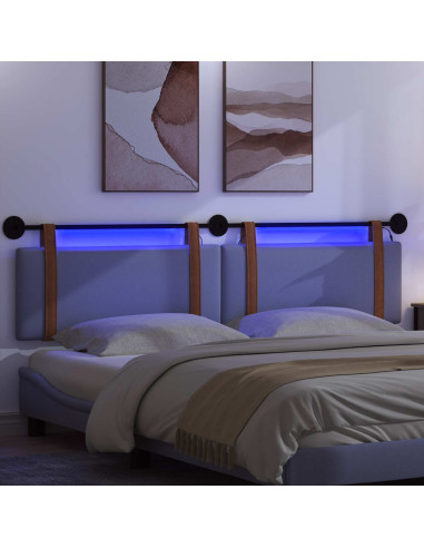 Testiera sospesa Con luce LED Blu jeans PU Antico