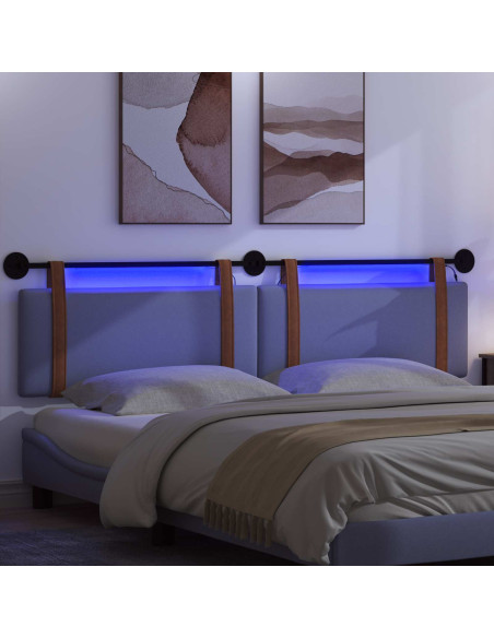 Testiera sospesa Con luce LED Blu jeans PU Antico