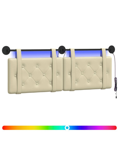 Testiera sospesa Con luce LED Crema Similpelle