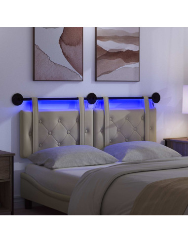 Testiera sospesa Con luce LED Crema Similpelle