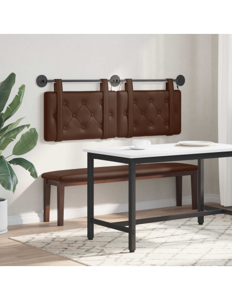Testiera sospesa Con luce LED Marrone Similpelle