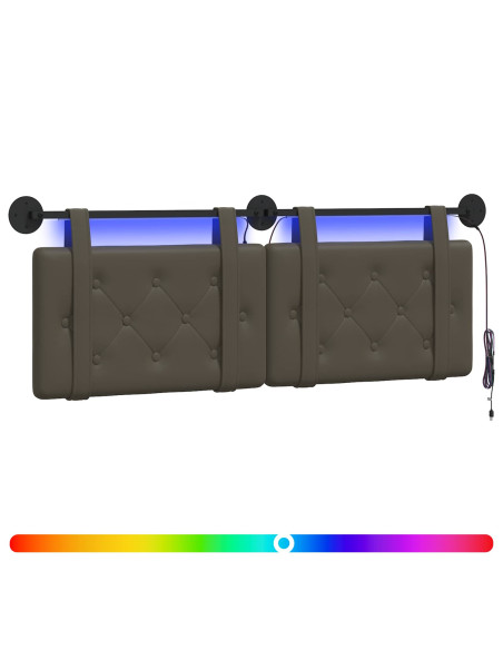 Testiera sospesa Con luce LED Grigio Similpelle
