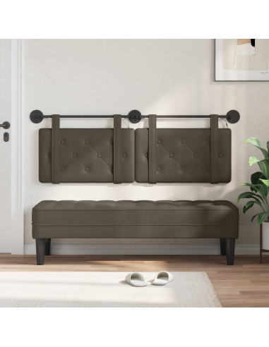 Testiera sospesa Con luce LED Grigio Similpelle