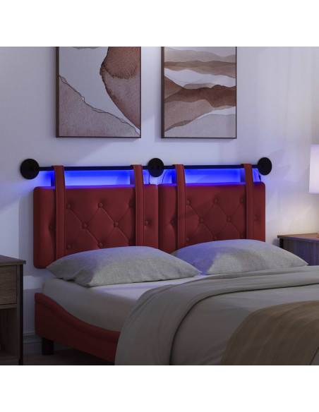 Testiera sospesa Con luce LED Rosso Vino Similpelle