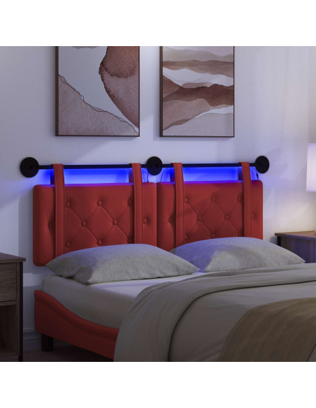 Testiera sospesa Con luce LED Rosso Similpelle