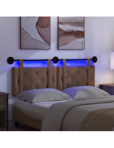 Testiera sospesa Con luce LED Cappuccino Similpelle