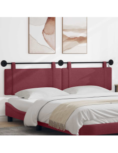 Testiera sospesa Con luce LED Rosso Vino Tessuto