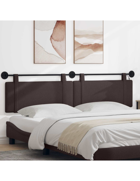 Testiera sospesa Con luce LED Marrone Scuro Tessuto