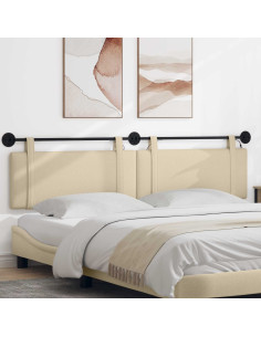 Testiera sospesa Con luce LED Crema Tessuto