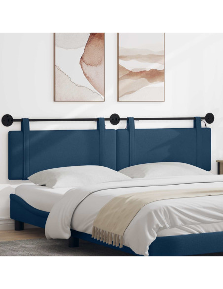 Testiera sospesa Con luce LED Blu Tessuto