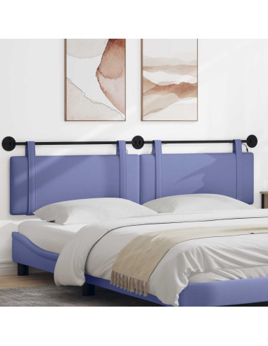 Testiera sospesa Con luce LED Blu jeans Tessuto