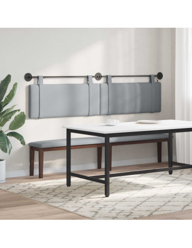 Testiera sospesa Con luce LED Grigio Chiaro Tessuto