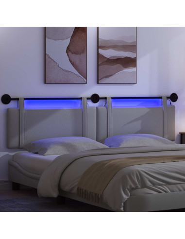 Testiera sospesa Con luce LED Grigio Chiaro Tessuto