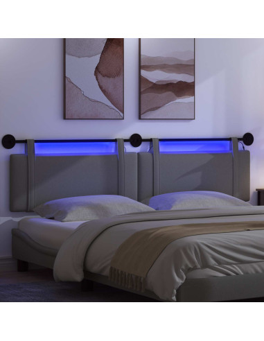 Testiera sospesa Con luce LED Grigio Scuro Tessuto