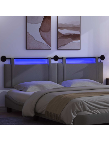 Testiera sospesa Con luce LED Grigio Scuro Tessuto