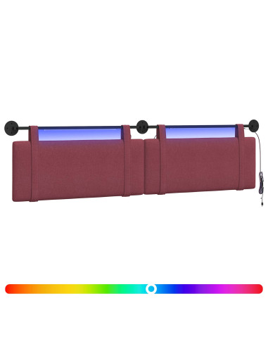 Testiera sospesa Con luce LED Rosso Vino Tessuto