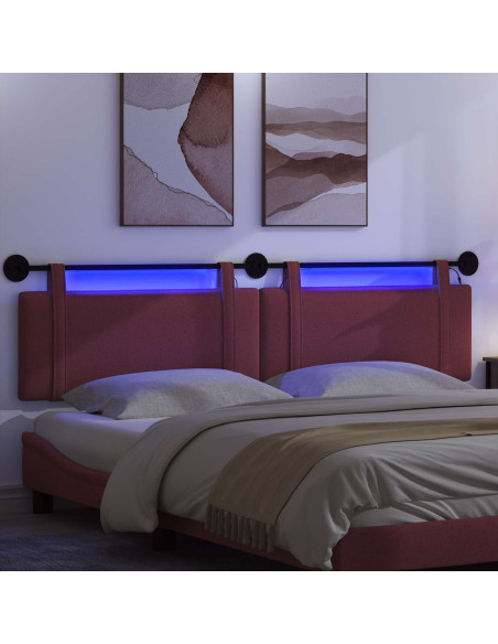 Testiera sospesa Con luce LED Rosso Vino Tessuto
