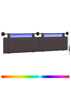 Testiera sospesa Con luce LED Marrone Scuro Tessuto 2