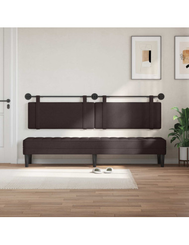 Testiera sospesa Con luce LED Marrone Scuro Tessuto