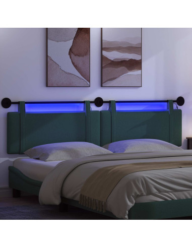 Testiera sospesa Con luce LED Verde Scuro Tessuto