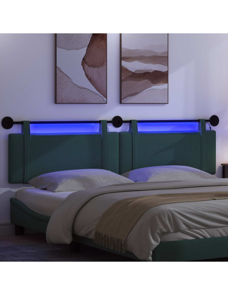 Testiera sospesa Con luce LED Verde Scuro Tessuto