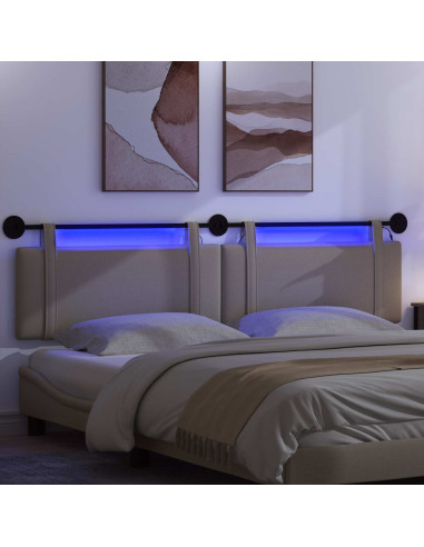 Testiera sospesa Con luce LED Tortora Tessuto
