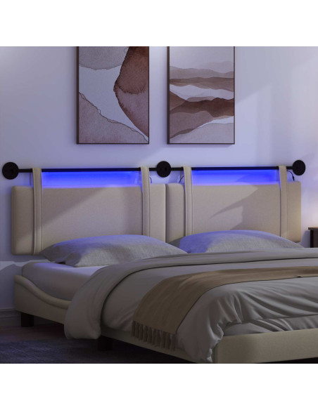 Testiera sospesa Con luce LED Crema Tessuto