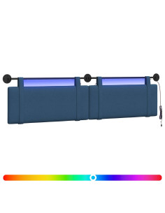 Testiera sospesa Con luce LED Blu Tessuto 2