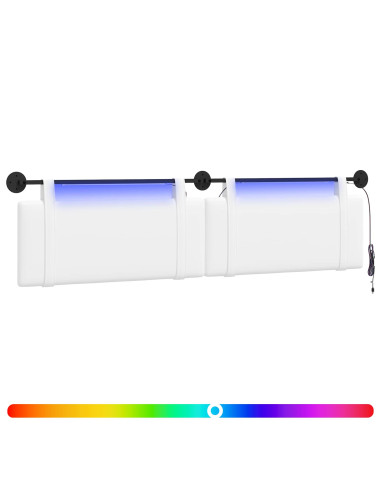 Testiera sospesa Con luce LED Bianco Tessuto
