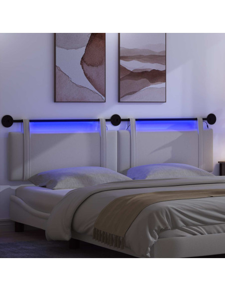 Testiera sospesa Con luce LED Bianco Tessuto