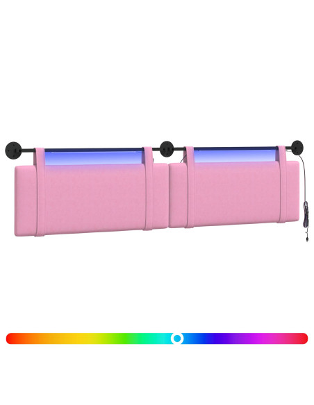 Testiera sospesa Con luce LED Rosa Tessuto