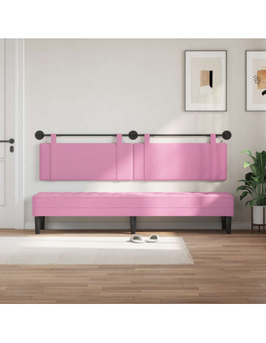 Testiera sospesa Con luce LED Rosa Tessuto