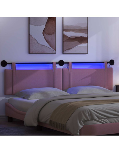 Testiera sospesa Con luce LED Rosa Tessuto