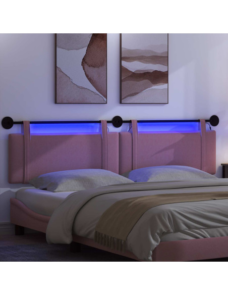 Testiera sospesa Con luce LED Rosa Tessuto