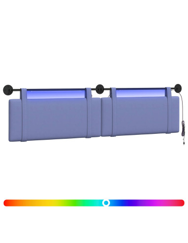 Testiera sospesa Con luce LED Blu jeans Tessuto