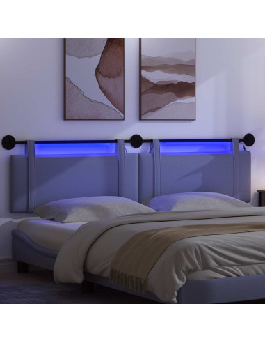 Testiera sospesa Con luce LED Blu jeans Tessuto