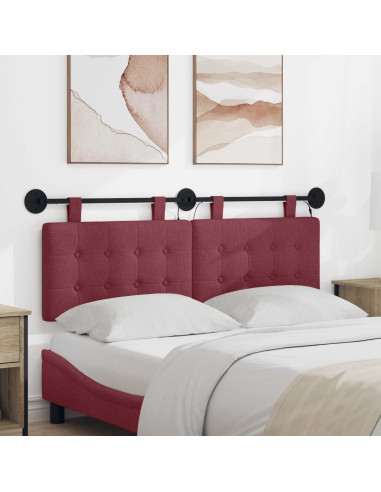 Testiera sospesa Con luce LED Rosso Vino Tessuto